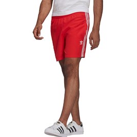 Bermuda Adidas 3 Stripes Swims Vermelho/Branco