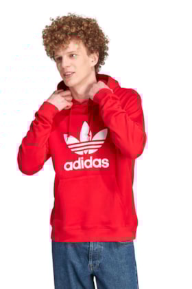 Blusa Adidas Moletinho Com Capuz Adicolor Classics Trefoil Vermelho