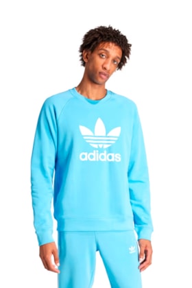 Blusa Moletinho Adidas  Adicolor Classics Trefoil Azul Claro IM9474