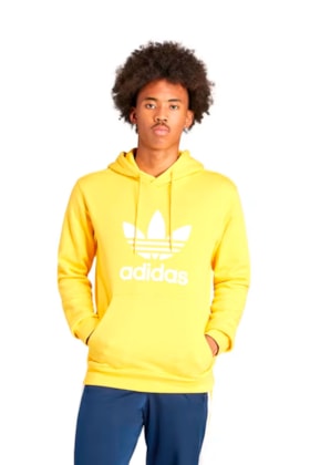 Blusa Moletinho Adidas Capuz Adicolor Classics Trefoil Amarelo