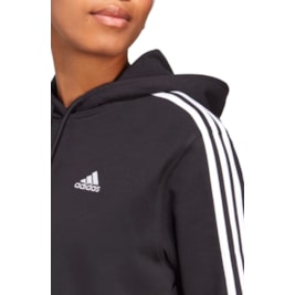 Blusa Moletinho Adidas Cropped Essentials 3-stripes Preto