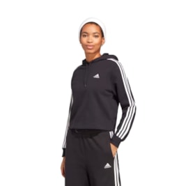 Blusa Moletinho Adidas Cropped Essentials 3-stripes Preto