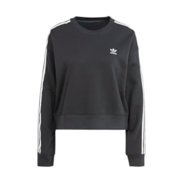 Blusa Moletom Adidas 3-stripes Crew Preto/Branco