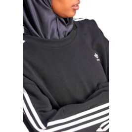 Blusa Moletom Adidas 3-stripes Crew Preto/Branco