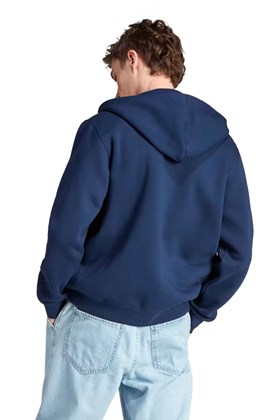 Blusa Moletom Adidas Capuz Ziper Trefoil Essentials Azul Marinho