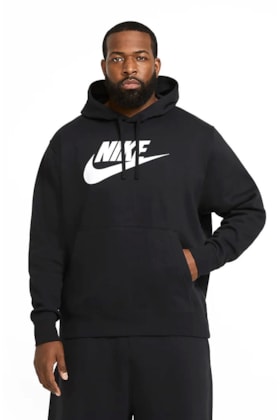 Blusa Moletom Nike Sportswear Club Fleece Masculino Preto/Branco