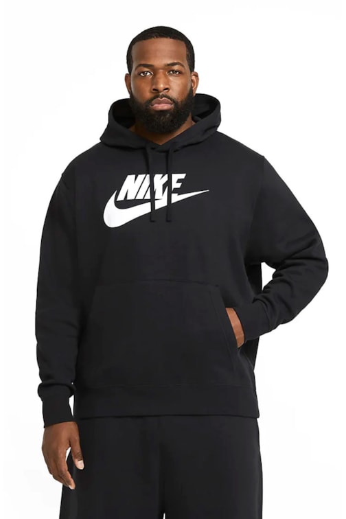 Blusa Moletom Nike Sportswear Club Fleece Masculino Preto/Branco