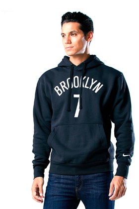 Blusão Moletom Nike Brooklyn Nets Masculino Pullover Fleece Essential Preto/Branco