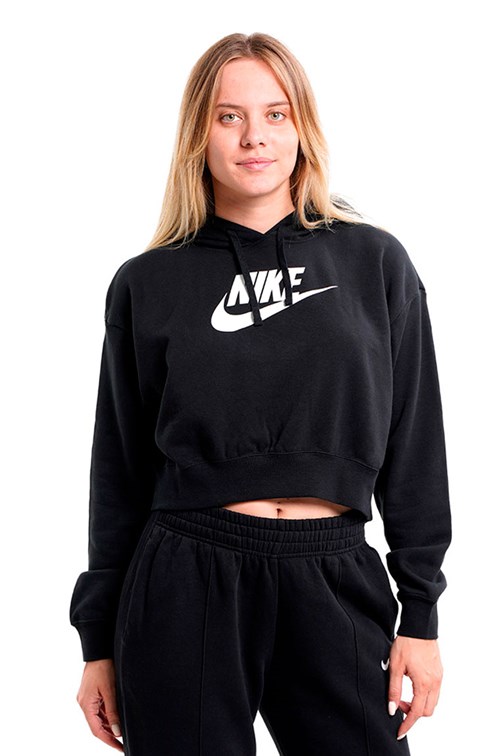 Blusão Nike Sportswear Club Fleece Crop Feminino Preto/Branco - NewSkull