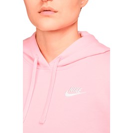 Blusão Nike Sportswear Club Fleece Feminino Rosa/Branco