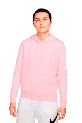 Blusão Nike Sportswear Club Fleece Feminino Rosa/Branco