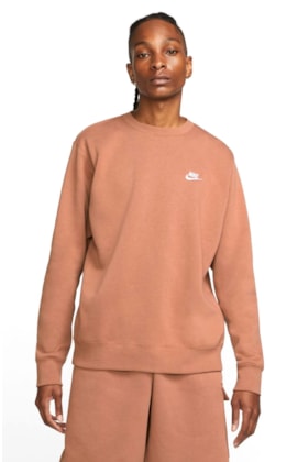 Blusão Nike Sportswear Club Masculino Marrom/Branco Blusão Nike Sportswear Club Masculino Marrom/Branco