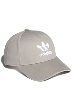 Bone Adidas Aba Curva Baseball Trefoil Strapback Cinza/Branco Bone Adidas Aba Curva Baseball Trefoil Strapback Cinza/Branco