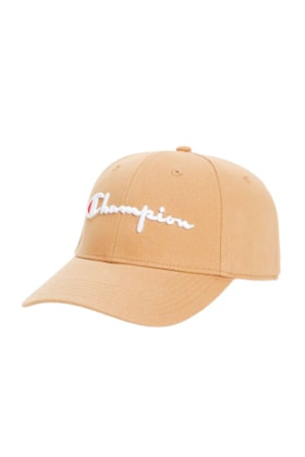 Bone Champion Aba Curva Bordado Strapback Bege/Branco Bone Champion Aba Curva Bordado Strapback Bege/Branco