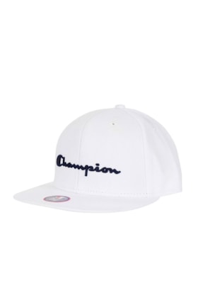 Bone Champion Aba Reta Bordado Snapback Branco/Azul Bone Champion Aba Reta Bordado Snapback Branco/Azul