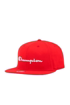 Bone Champion Aba Reta Bordado Snapback Vermelho/Branco Bone Champion Aba Reta Bordado Snapback Vermelho/Branco