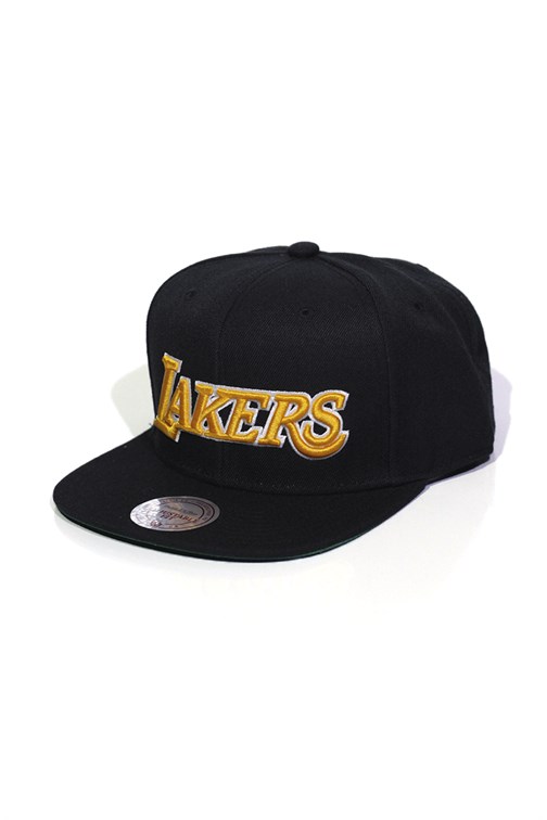 Boné Mitchell and Ness Los Angeles Lakers Logo Solid Snapback Preto