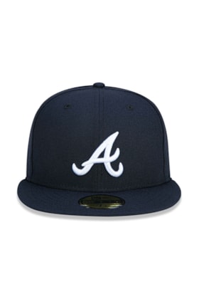 Boné New Era 59fifty Atlanta Braves Mlb Azul Marinho/Branco Boné New Era 59fifty Atlanta Braves Mlb Azul Marinho/Branco