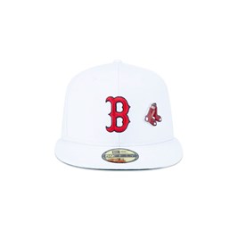 Boné New Era 59FIFTY MLB Boston Red Sox Core Fitted Aba Reta Branco/Vermelho