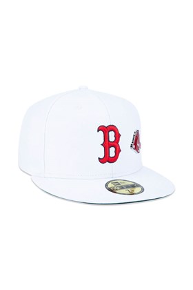 Boné New Era 59FIFTY MLB Boston Red Sox Core Fitted Aba Reta Branco/Vermelho