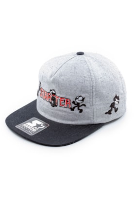 Bone STARTER Collab Felix Line Snapback Cinza/Preto Bone STARTER Collab Felix Line Snapback Cinza/Preto
