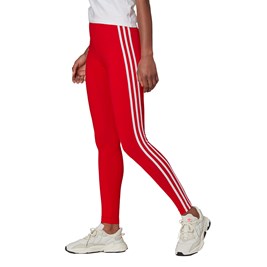 Calça Adidas Legging Adicolor Classics 3-Stripes 2 Feminina Vermelha/Branca