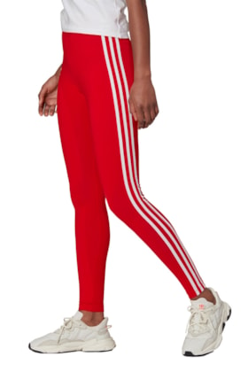 Calça Adidas Legging Adicolor Classics 3-Stripes 2 Feminina Vermelha/Branca