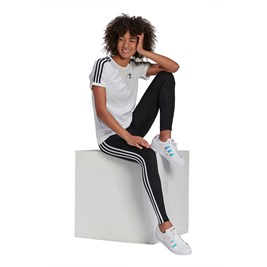 Calça Adidas Legging Adicolor Classics 3-Stripes Feminina Preta/Branco