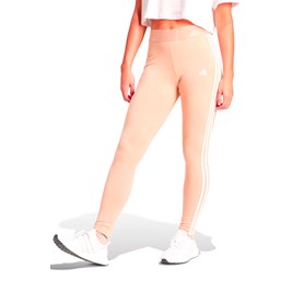 Calça Legging Adidas Essentials 3 Listras Feminina - Cinza+Branco