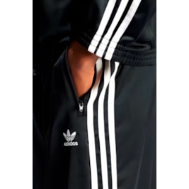 Calça Adidas Wide Leg Cetim Preto/Branco