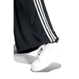 Calça Adidas Wide Leg Cetim Preto/Branco