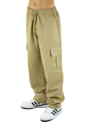 Calça NewSkull Cargo Reta Larga Bege/Branca Calça NewSkull Cargo Reta Larga Bege/Branca