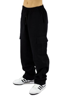 Calça NewSkull Cargo Reta Larga Preta/Branca Calça NewSkull Cargo Reta Larga Preta/Branca