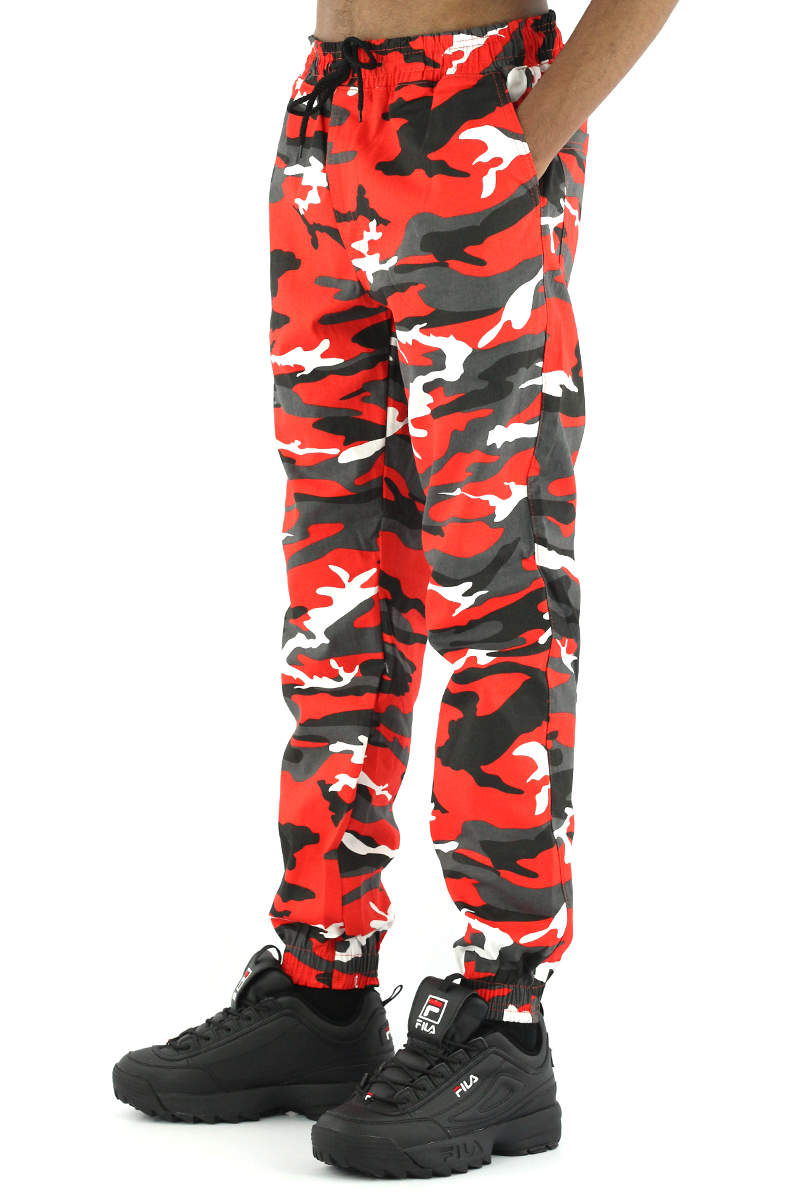 Calça jogger sale camuflada vermelha