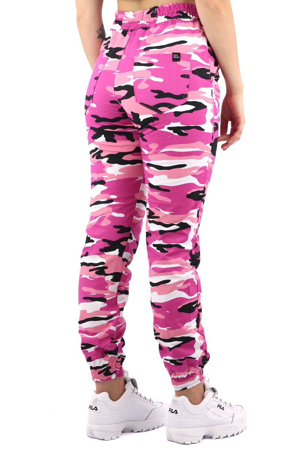 calça jogger feminina camuflada rosa