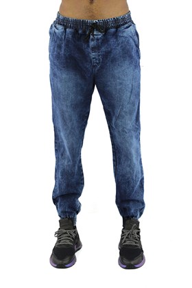 Calça NewSkull Jogger Jeans Marmorizada  Azul Escura
