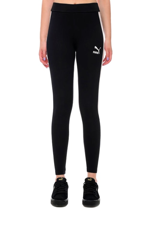 Calça Puma Legging Iconic T7 MR Feminina Preta/Branca