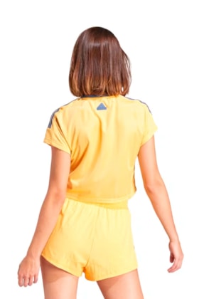 Camisa Adidas Cropped Tiro Summer Amarelo/Azul