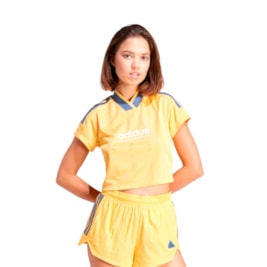 Camisa Adidas Cropped Tiro Summer Amarelo/Azul