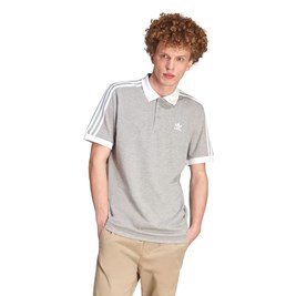 Camisa Adidas Polo Adicolor Classic 3-stripes Cinza/Branco