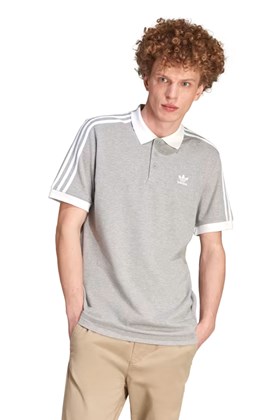 Camisa Adidas Polo Adicolor Classic 3-stripes Cinza/Branco