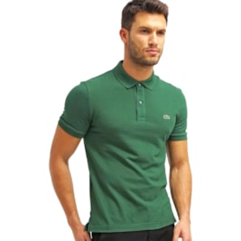 Camisa Polo Lacoste Masculina Slim Fit Petit Piquet Verde