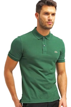 Camisa Polo Lacoste Masculina Slim Fit Petit Piquet Verde