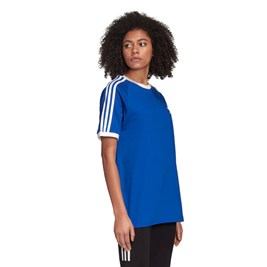Camiseta ADIDAS 3 Stripes Feminino Azul/Branca
