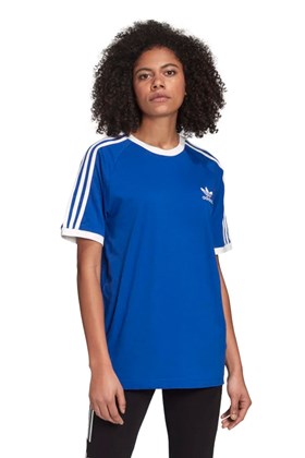 Camiseta ADIDAS 3 Stripes Feminino Azul/Branca