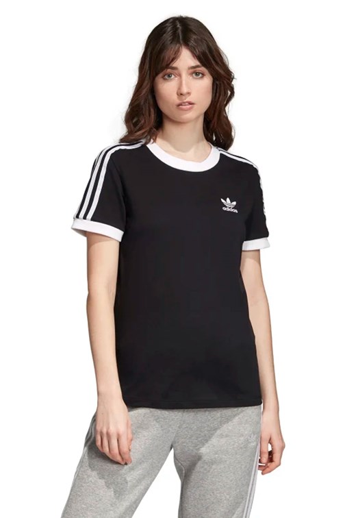 Camiseta ADIDAS 3 Stripes Feminino Preta/Branca