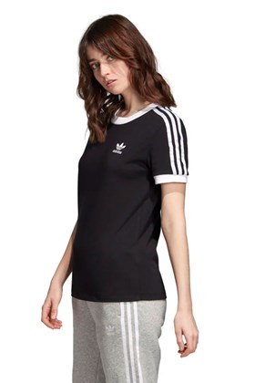 Camiseta ADIDAS 3 Stripes Feminino Preta/Branca