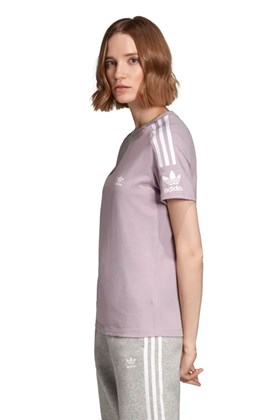 Camiseta ADIDAS 3 Stripes Feminino Rosa/Branca