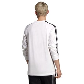 Camiseta Adidas 3 Stripes LS Manga Longa Branca