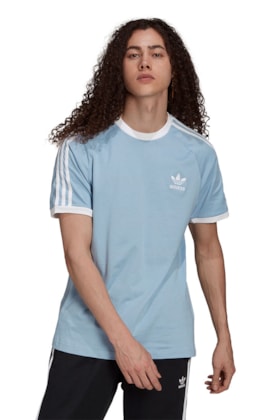 Camiseta Adidas Adicolor Classics 3-Stripes Azul/Branca Camiseta Adidas Adicolor Classics 3-Stripes Azul/Branca